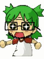 4chan animated anime cheering glasses green_hair hair hand open_mouth shaking stubble variant:unknown yotsoyba // 373x498 // 266.9KB