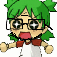 4chan animated anime cheering glasses green_hair hair hand open_mouth shaking stubble variant:unknown yotsoyba // 373x498 // 266.9KB