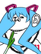 blue_hair closed_mouth ear hatsune_miku leek leg onion shiteyanyo smile stubble variant:impish_soyak_ears vocaloid white_background white_skin // 598x800 // 280.4KB