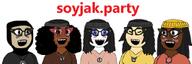 afro arab asian banner bindi black_skin blue_eyes female girl hair hijab hindu india indian necklace open_mouth soyjak soyjak_party subvariant:soyniqua variant:soytan yellow_skin // 255x85 // 23.9KB