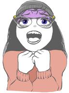 avengers beanie blush brown_shirt clothes eyelashes frightened girl glasses hair hat horrified nentendo_switch scared screaming soy soylent soylent_(cacao) teeth variant:soytan video_game videogame videogames white_background white_skin woman // 1200x1612 // 361.1KB