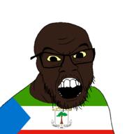 black_skin clothes country equatorial_guinea flag glasses open_mouth small_eyes soyjak stubble variant:feraljak // 1500x1500 // 55.2KB