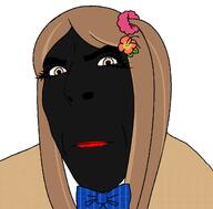 blackface bowtie closed_eyes eyelashes female flower gyaru gyarujak hair looking_at_you plant red_lips variant:cobson // 1100x1080 // 208.6KB