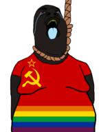 big_lips big_nose blue_tongue commie commiepedotroon communism crying faggot fat flag:lgbt_pride_flag flag:soviet_union hammer_and_sickle hanging nigger red_sclera red_star rope shitskin total_commie_death total_faggot_death variant:hydejak yellow_teeth // 961x1227 // 120.7KB