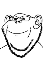 1soyjaks bald beard closed_mouth ear glasses mouth_closed smile stubble variant:impish_soyak_ears white_background // 598x800 // 9.8KB