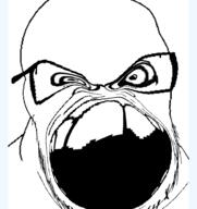 crazed deformed glasses no_eyebrows open_mouth soyjak stubble variant:feraljak // 883x937 // 156.2KB