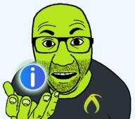 artist:bucephalus_(kiwi_farms) clothes glasses green_skin hand holding_object informative kiwifarms looking_at_you open_mouth perro_hold series:kiwiperros soyjak sticker stubble subvariant transparent_background tshirt variant:el_perro_rabioso // 820x720 // 58.0KB