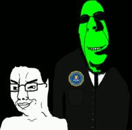 bald biting_lip black_background clothes federal_bureau_of_investigation glasses green_skin hair imminent_rape necktie rape smug stubble subvariant:hornyson suit trend:glowie variant:chudjak variant:cobson white_skin // 1560x1547 // 2.3MB