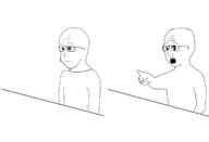 2soyjaks arm closed_mouth glasses hand open_mouth pointing soyjak stubble variant:unknown // 1194x813 // 75.8KB