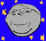 blue_background glasses grey_skin moon smile soyjak space star stubble subvariant:wholesome_soyjak variant:gapejak // 900x800 // 145.9KB