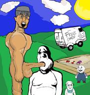 4soyjaks angry artist:romanian_schizo baby blowjob blue_eyes car closed_mouth clothes deformed drawn_background gay glasses hat meta:pornographic_content mustache naked nsfw open_mouth penis playground rape sandbox sex sky smile soyjak stubble subvariant:baby_feraljak subvariant:hornyson subvariant:nathaniel sun text truck van variant:cobson variant:feraljak variant:gapejak // 2832x2996 // 581.7KB