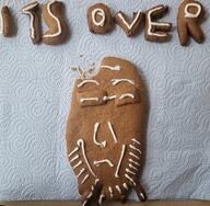 closed_eyes closed_mouth gingerbread glasses irl its_over napkin redraw sad soyjak stubble text variant:markiplier_soyjak // 2983x2916 // 2.5MB