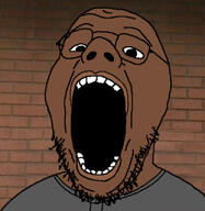 beard brown_skin clothes george_floyd glasses grey_shirt hoodie irl irl_background lips nigger open_mouth series:saint_floyd variant:isaac wall // 811x832 // 99.7KB