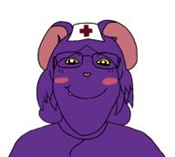 Variant:femalegapejak clothed female medical mouse nurse nurse_hat nurse_uniform purple_skin red_cross terrible_mouse variant:gapejak yellow_sclera // 1700x1525 // 43.2KB