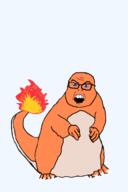 blue_eyes charmander cute fire full_body glasses kanto nintendo open_mouth orange orange_skin pokemon soyjak subvariant:feralsquirrel teeth variant:feraljak video_game // 340x512 // 51.5KB