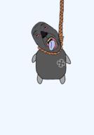 ack arm artist:juaco bloodshot_eyes cartoon clover crying dandy's_world eyebrows grey_skin hanging leg midget nose open_mouth pebble_(dandy's_world) rope suicide variant:bernd // 1400x2000 // 80.9KB