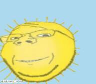 animated glasses japanese_text poyopoyo poyunpoyun smile soyjak stubble subvariant:wholesome_soyjak sun text variant:gapejak // 400x350 // 1.4MB
