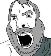 angry beard brown_eyes clothes grey_hair hair hat open_mouth pherecydes philosophy robe seven_sages soyjak variant:cobson // 718x789 // 84.0KB