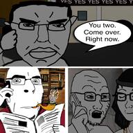 4soyjaks arm bed blush book bookshelf bra building calling city closed_eyes closed_mouth clothes comic confused couple ear female glasses hair hand hat holding_object irl_background lips long_hair looking_at_you love merge necklace newspaper night open_mouth phone pillow pipe purple_eyes road robe sleeping sleepy smoke smoking speech_bubble stubble subvariant:pol_face teeth text tired variant:chudjak variant:cobson variant:soyak variant:soytan variant:wojak window wojak // 1500x1500 // 345.5KB