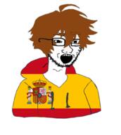 brown_hair clothes country femboy flag flag:spain gay glasses hair open_mouth soyjak spain stubble twink twinkjak variant:soyak // 828x924 // 261.2KB