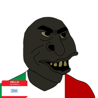 black_skin flag:italy hello_my_name_is_(sticker) meta:namefags namefag_drama namefags shitskin speech_bubble_empty subhuman variant:peruvianmutt yellow_eyes yellow_teeth zen_(nigger) zen_(user) // 768x768 // 23.0KB
