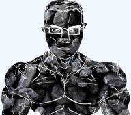 buff closed_mouth clothes coal coal_skin ear glasses hair subvariant:muscular_chud variant:chudjak // 1059x929 // 774.1KB