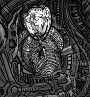 alien alien_(movie) baby biomechanics closed_eyes closed_mouth ear h_r_giger horror movie prometheus soyjak stubble variant:impish_soyak_ears // 699x759 // 474.2KB