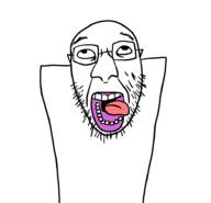 glasses open_mouth soyjak stubble tongue variant:rizzjak // 932x897 // 9.7KB