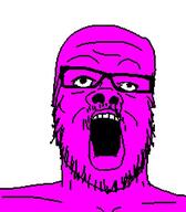 glasses mustache open_mouth pink pinko soyjak stubble variant:a24_slowburn_soyjak // 454x520 // 32.2KB