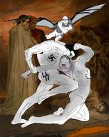 art dante dante_and_virgil demon divine_comedy ear full_body glasses hell naked nazism painting stubble swastika tattoo tranny variant:bernd variant:chudjak variant:nojak virgil // 2803x3515 // 15.3MB