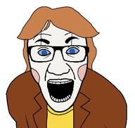 blue brown_eyes_hairn cheeks clothes emmy_the_robot glasses jacket looking_at_you nandroid open_mouth sally_(nandroid) sally_the_detective variant:el_perro_rabioso // 1571x1492 // 247.3KB