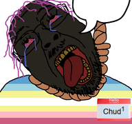 anonigger bloodshot_eyes brown_troonjak chud1 chud_(boorufag) crying glasses nigger open_mouth soyjak speech_bubble subvariant:chudfaggot suicide template tongue trend:slopjak undistorted variant:bernd