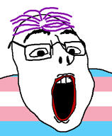 eyebrows flag:transgender_pride_flag glasses if_warrior-'p_comments_on_this_post_xe_admits_that_muhammad_was_a_pedophile makeup open_mouth purple_hair tranny transgender_flag variant:trunkenjak // 332x404 // 67.9KB