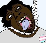 ack badge blue_tongue clothes dark_skin eyes flag:transgender_pride_flag flag_pin glasses grey_shirt hair meta:namefags namefags noose outh remastered rope ryekrispie stubble template tranny trans transparent_background variant:bernd white_eyes yellow_teeth // 1152x1077 // 46.0KB
