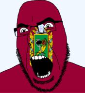 angry cornucopia country flag flag:kharkiv_oblast glasses hair kharkiv_oblast looking_to_the_left oblast open_mouth plant soyjak stubble teeth thick_eyebrows ukraine variant:cobson // 721x789 // 105.3KB