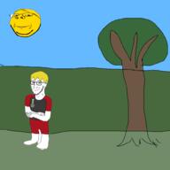 2soyjaks award blond closed_mouth clothes glasses grass hill looking_at_you nate outside smile smug soyjak stubble subvariant:wholesome_soyjak sun that_one_fucking_picture_of_nate_being_a_smug_little_bastard tree variant:gapejak variant:soyak // 1001x1000 // 128.3KB