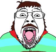 artist:sectionalism brown_hair brown_mustache clothes curtis_conner glasses hair mullet mustache open_mouth stubble variant:bernd // 942x872 // 50.2KB