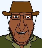 aussie australia australian australian_shitposter brown_skin clothes green_shirt grin hat large_nose series:fusionjaks smile subvariant:berndplier subvariant:bruceson template variant:bernd variant:markiplier_soyjak // 1148x1298 // 42.2KB