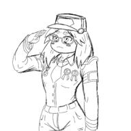 angry arm art artist:sleep_chvd cap closed_mouth clothes drawing female hair hat military redraw soldier soyjak variant:soytan // 1488x1488 // 277.6KB