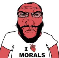 angry balding beard closed_mouth clothes hair heart i_love red_skin soyjak subvariant:science_lover tshirt variant:markiplier_soyjak // 680x671 // 133.3KB