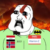 Warrior-Z(user) batman hell hello_my_name_is_(sticker) iraq norway subvariant:doctos subvariant:mexiaryan variant:meximutt // 886x872 // 471.3KB