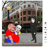 ak-47 amerimutt army body_armor camouflage canada chud city drinking glasses military_uniform patch ribbon_of_saint_george russia russian_flag seething soldier soyjak subvariant:chudjak_seething subvariant:impish_amerimutt text variant:chudjak white_background youtube z_(russian_symbol) // 2688x2584 // 2.2MB