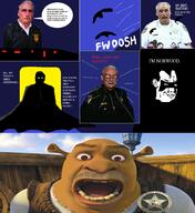 afraid badge balding batman batman_(series) blood cape chitwood clothes comic ear grey_hair irl judaism mustache norwood open_mouth police screaming shadow shrek smile soyjak surprised variant:chudjak variant:soyak white_eyes widows_peak // 5080x5528 // 7.1MB