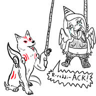 anthro clothes crying dog female furry hanging okami open_mouth pterosaur rope snoot_game teeth text variant:bernd wing // 1000x1000 // 421.3KB