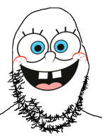 blue_eyes cartoon eyelashes large_eyes large_mouth no_eyebrows open_mouth smile soyjak spongebob_squarepants stubble tongue variant:gapejak // 600x800 // 82.3KB