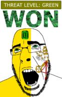ahegao catholic christianity country cross emerald flag flag:vatican_city gem glasses green green_eyes hair key looking_up open_mouth schlog_color_event soyjak soyjak_blog stubble teeth text threat_level_green variant:cobson vatican won // 721x1115 // 204.2KB