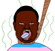 brown_skin crying flag:transgender_pride_flag hair no_glasses noose open_mouth red_eyes rope stink_lines stubble tongue transgender_flag transparent_background variant:unknown // 800x738 // 162.6KB