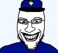 clothes glasses grin hat jerma985 open_mouth police soyjak stubble variant:susjak // 680x620 // 11.4KB