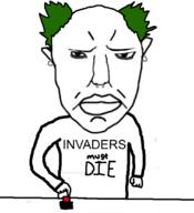 angry button closed_mouth frown green_hair keith_flint millions_must_die soyjak text the_prodigy variant:chudjak // 982x1080 // 218.3KB