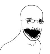 Variant:white_drake drake glasses open_mouth soyjak stubble // 491x537 // 7.4KB